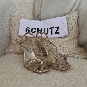 Schutz Gold Hi-Heel Sandal